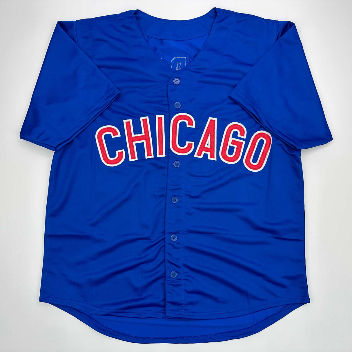 Camiseta de béisbol azul de Chicago de Nico Hoerner autografiada/firmada Beckett BAS COA