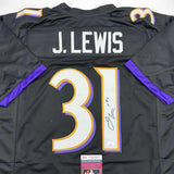Camiseta de fútbol negra de Baltimore autografiada/firmada por Jamal Lewis (JSA COA)