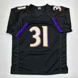 Camiseta de fútbol negra de Baltimore autografiada/firmada por Jamal Lewis (JSA COA)