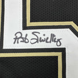 Camiseta de fútbol negra de Nueva Orleans autografiada/firmada por Pat Swilling (JSA COA)
