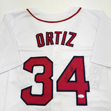 Camiseta de béisbol blanca de Boston autografiada/firmada por David Ortiz JSA COA