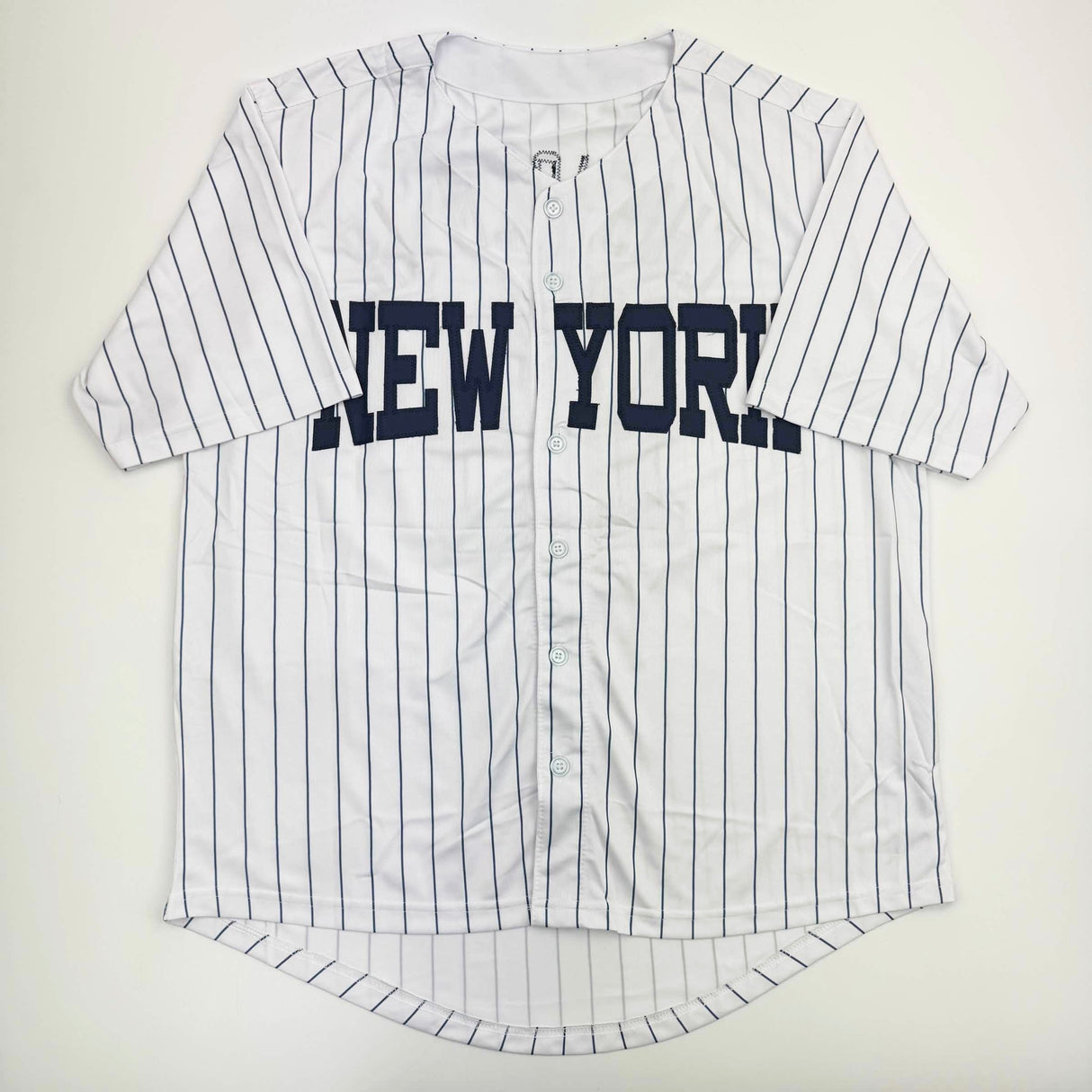 Camiseta de béisbol a rayas de Jazz Chisholm Jr. de Nueva York autografiada y firmada por Beckett BAS COA