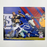 Foto de fútbol americano de 8x10 de los New York Giants, autografiada y firmada por Odell Beckham Jr., The Catch, Beckett BAS COA