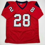 Autographed/Signed Joe Mixon Houston Red Football Jersey JSA COA