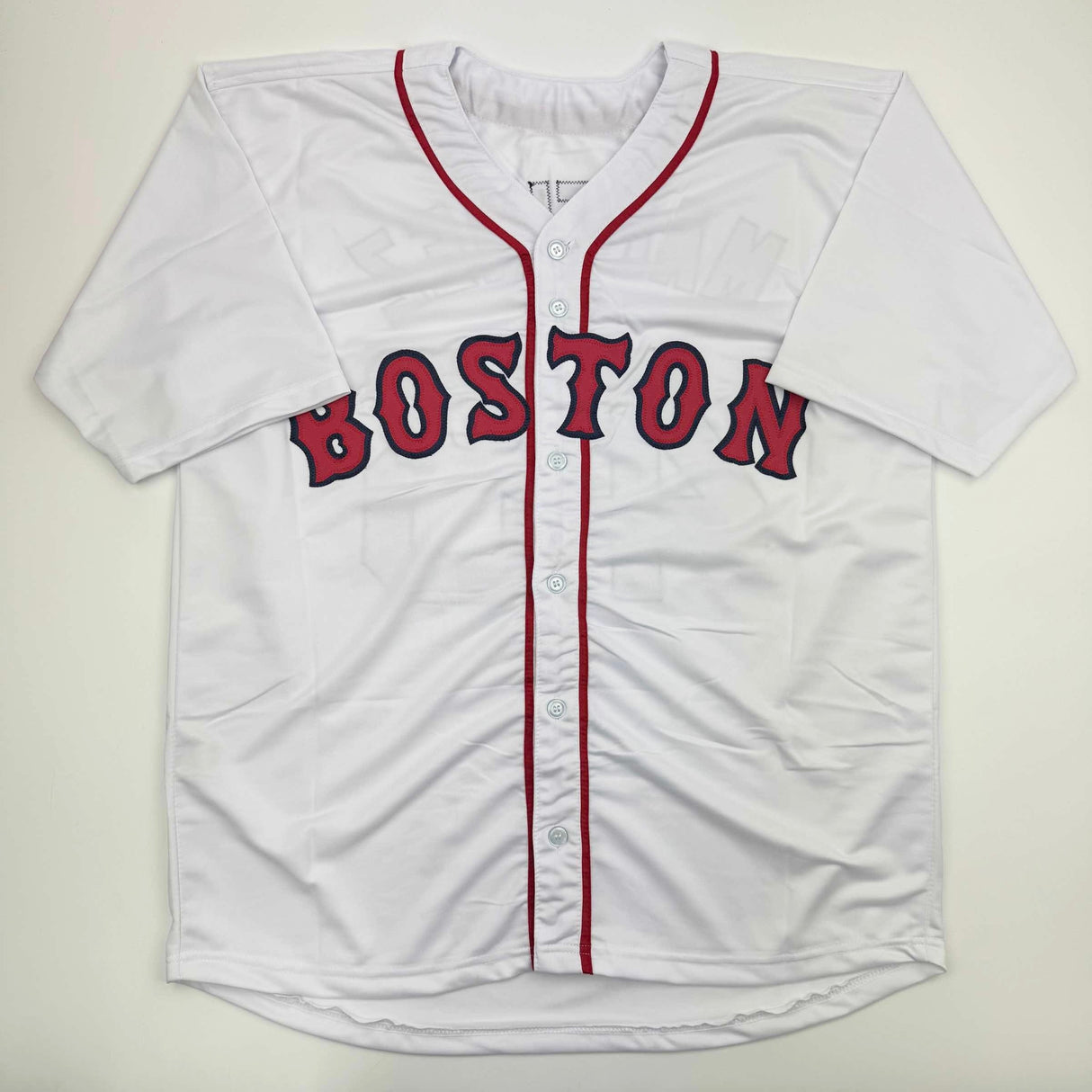 Camiseta de béisbol blanca de Boston autografiada/firmada por Pedro Martínez Beckett BAS COA