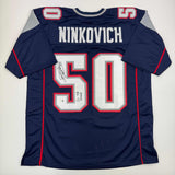 Camiseta de fútbol azul de Nueva Inglaterra autografiada y firmada por Rob Ninkovich "2x SB Champ" Beckett BAS COA