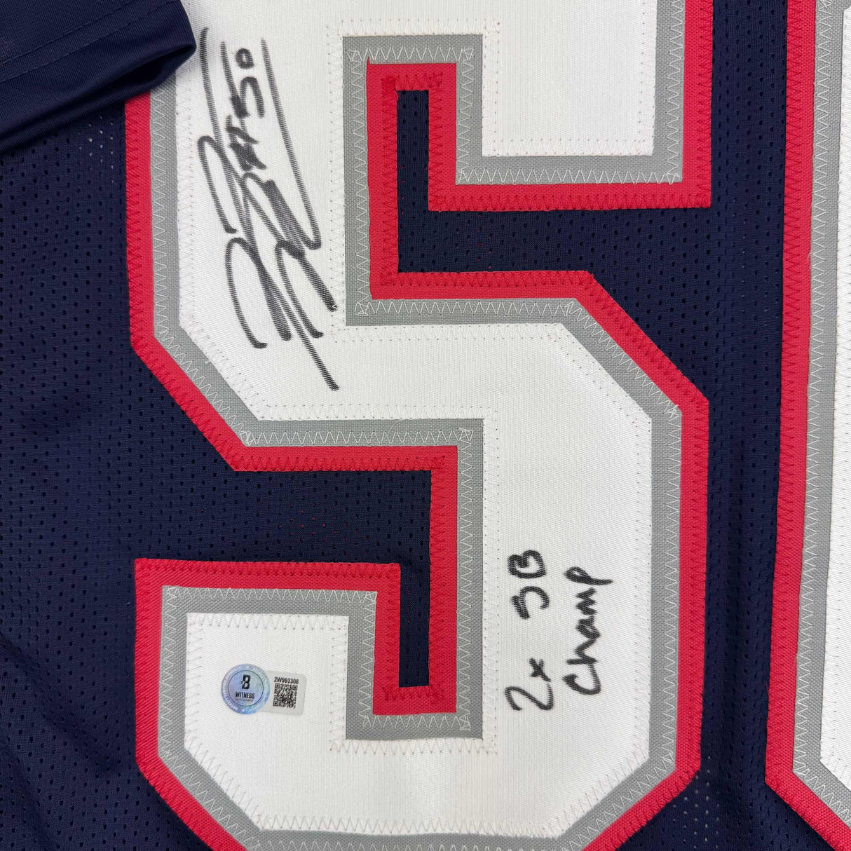Camiseta de fútbol azul de Nueva Inglaterra autografiada y firmada por Rob Ninkovich "2x SB Champ" Beckett BAS COA