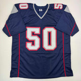 Camiseta de fútbol azul de Nueva Inglaterra autografiada y firmada por Rob Ninkovich "2x SB Champ" Beckett BAS COA