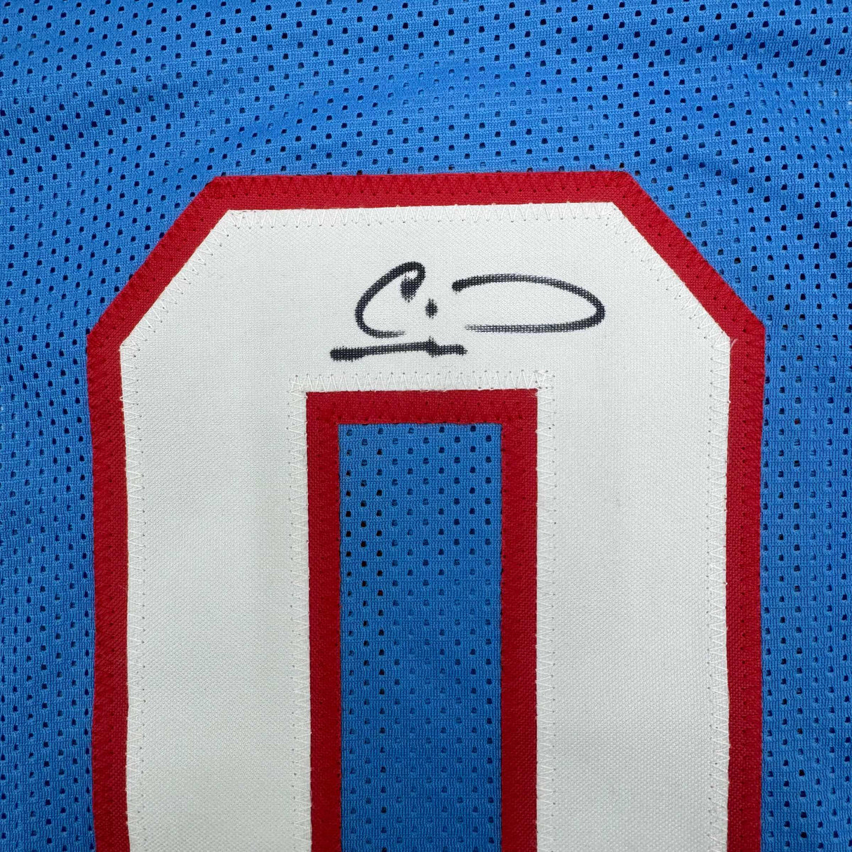 Framed Autographed/Signed Calvin Ridley 35x39 Tennessee Retro Blue Football Jersey Beckett BAS COA