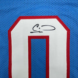 Framed Autographed/Signed Calvin Ridley 35x39 Tennessee Retro Blue Football Jersey Beckett BAS COA