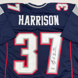 Camiseta de fútbol azul de Nueva Inglaterra autografiada/firmada por Rodney Harrison Beckett BAS COA