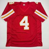 Camiseta de fútbol americano roja de Kansas City autografiada/firmada por Rashee Rice Beckett BAS COA