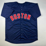 Camiseta de béisbol azul Boston de Wade Boggs autografiada y firmada por Beckett BAS COA
