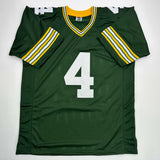 Autographed/Signed Brett Favre Green Bay Green Football Jersey JSA COA
