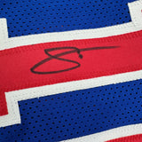 Framed Autographed/Signed DeMar DeRozan 35x39 Sacramento Blue Kansas City Retro Basketball Jersey Beckett BAS COA