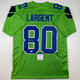 Autographed/Signed Steve Largent Seattle Green Football Jersey PSA/DNA COA