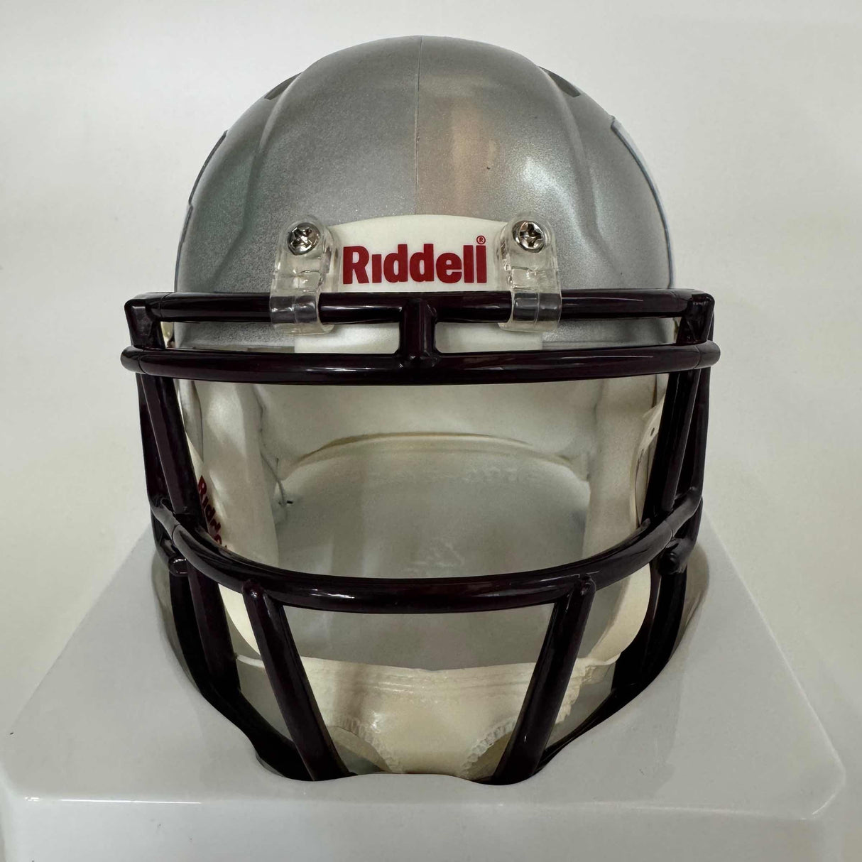 Autographed/Signed Johnny Manziel 12 Heisman Texas A&M Aggies College Football Silver Flash Mini Helmet Beckett BAS COA