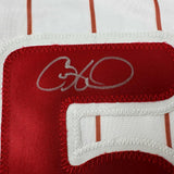 Autographed/Signed Cole Hamels Philadelphia Pinstripe Baseball Jersey Beckett BAS COA