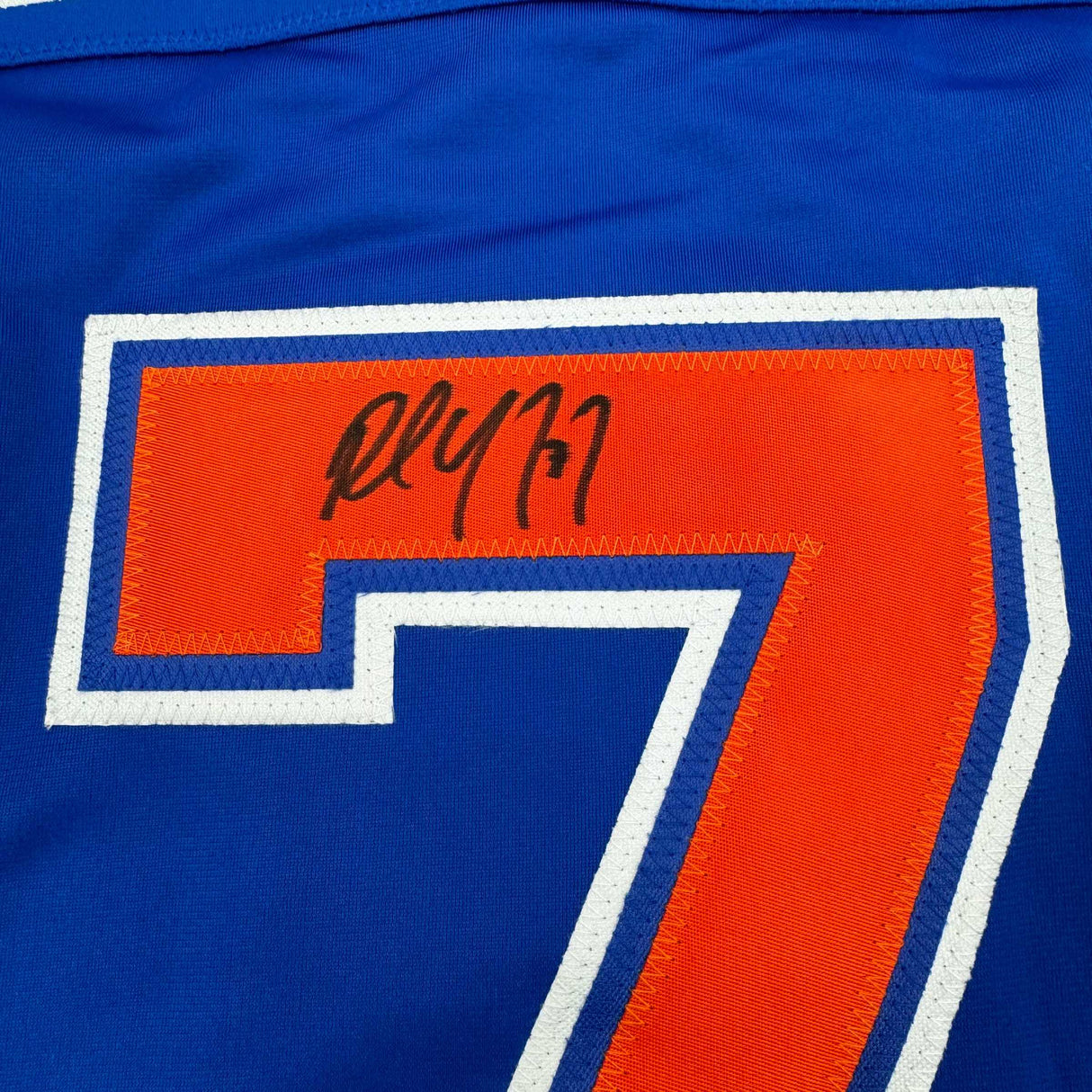 Camiseta de hockey azul Edmonton autografiada/firmada de Paul Coffey JSA COA