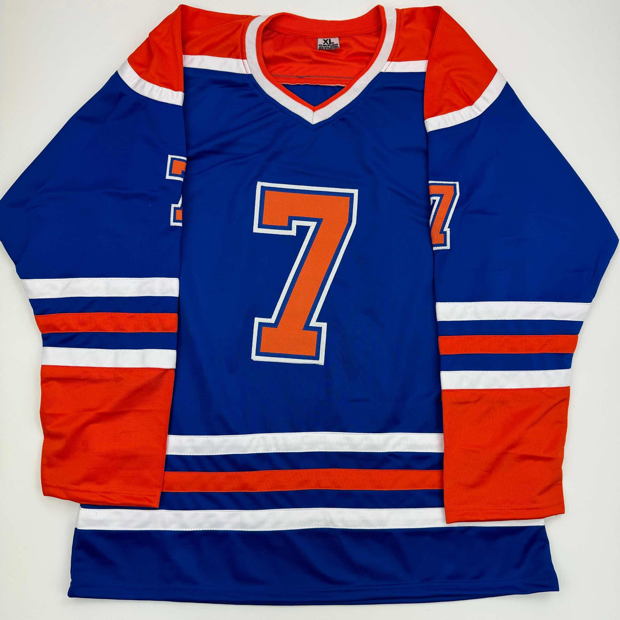 Camiseta de hockey azul Edmonton autografiada/firmada de Paul Coffey JSA COA