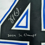 Camiseta de hockey blanca autografiada/firmada por Vincent Lecavalier 2004 SC Champs Tampa Bay JSA COA