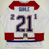 Camiseta de hockey blanca de Montreal autografiada/firmada por Kaiden Guhle (JSA COA)