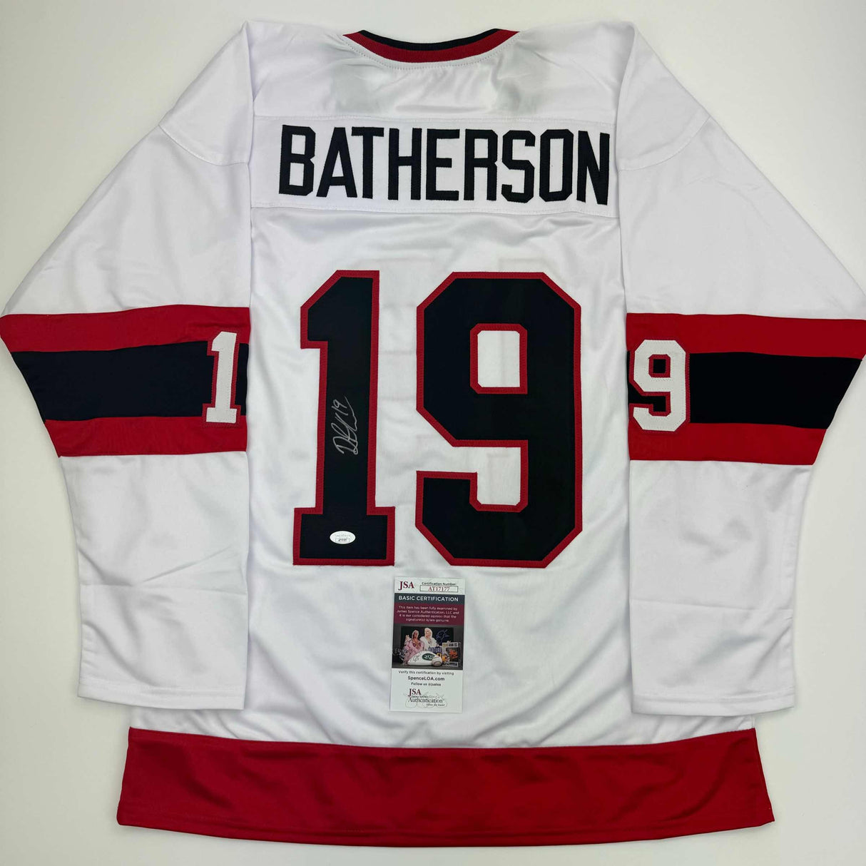 Camiseta de hockey blanca autografiada/firmada de Drake Batherson Ottawa JSA COA