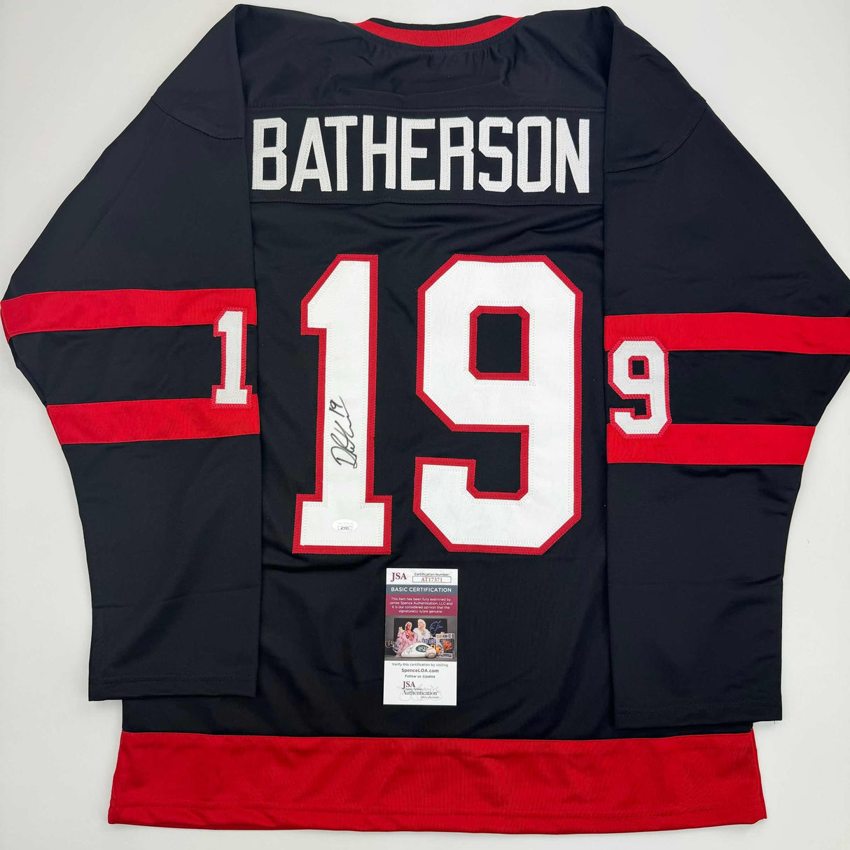 Camiseta de hockey negra autografiada/firmada de Drake Batherson Ottawa JSA COA