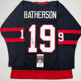 Camiseta de hockey negra autografiada/firmada de Drake Batherson Ottawa JSA COA