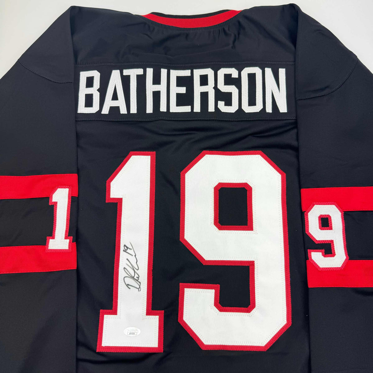 Camiseta de hockey negra autografiada/firmada de Drake Batherson Ottawa JSA COA