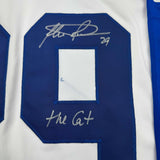 Framed Autographed/Signed Felix Potvin The Cat 35x39 Toronto White Hockey Jersey JSA COA