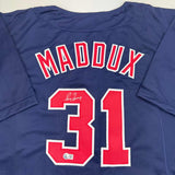 Autographed/Signed Greg Maddux Atlanta Blue Baseball Jersey JSA COA