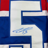 Camiseta de hockey roja de Montreal autografiada/firmada por Alex Newhook (JSA COA)