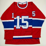 Camiseta de hockey roja de Montreal autografiada/firmada por Alex Newhook (JSA COA)