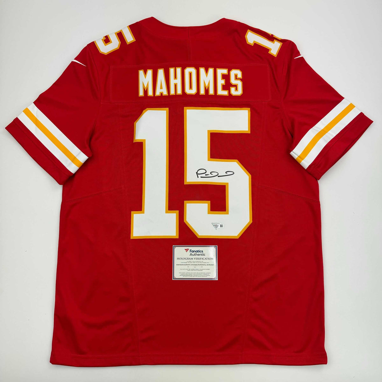 Camiseta de fútbol americano Nike auténtica de los Kansas City Chiefs, autografiada y firmada por Patrick Mahomes, color rojo, Fanatics COA
