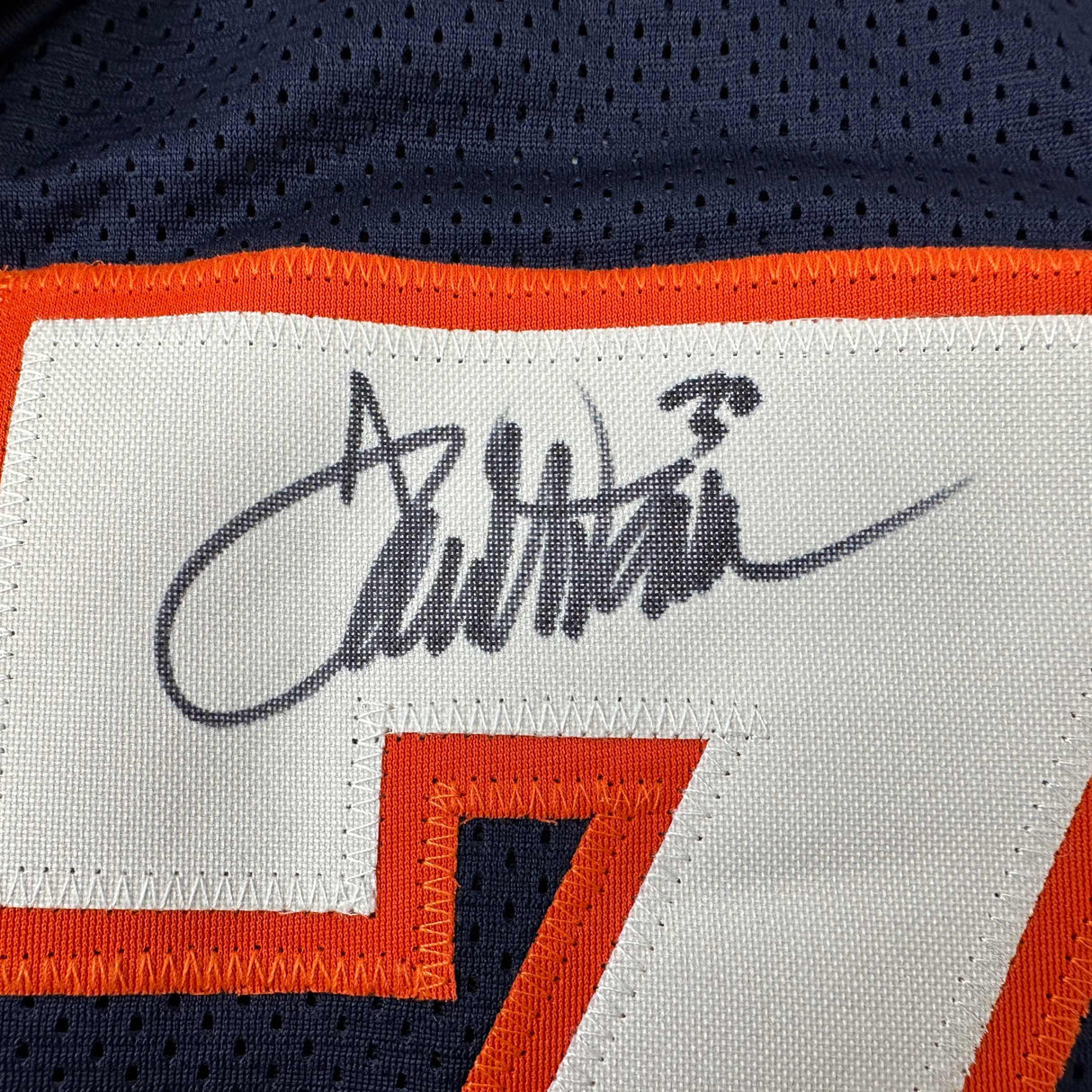 Camiseta de fútbol azul de Denver autografiada/firmada de Terrell Davis Beckett BAS COA