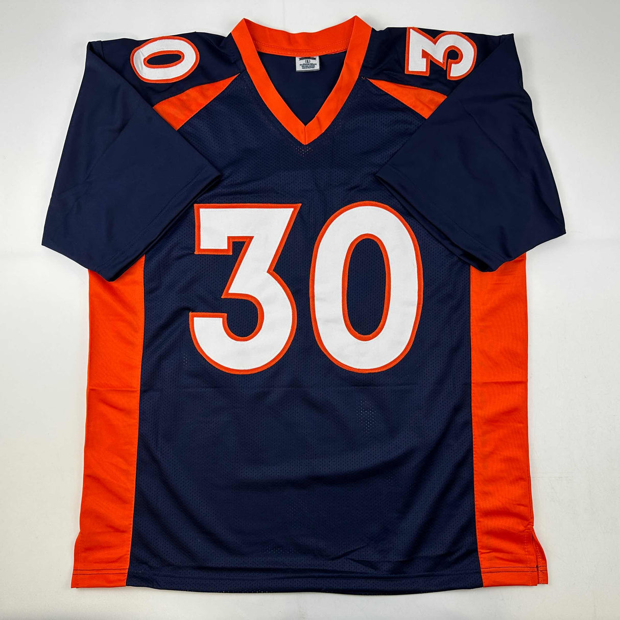 Camiseta de fútbol azul de Denver autografiada/firmada de Terrell Davis Beckett BAS COA