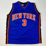 Autographed/Signed Stephon Marbury New York Blue Basketball Jersey Beckett BAS COA