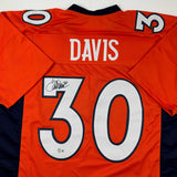 Autographed/Signed Terrell Davis Denver Orange Football Jersey Beckett BAS COA
