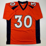 Autographed/Signed Terrell Davis Denver Orange Football Jersey Beckett BAS COA