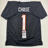 Autographed/Signed Ja'Marr Chase Cincinnati Black Football Jersey JSA COA