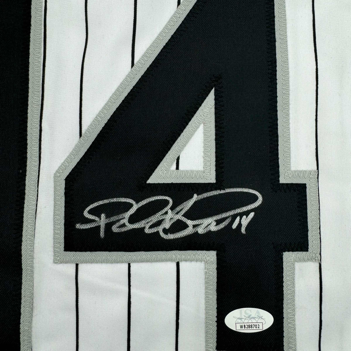Framed Autographed/Signed Paul Konerko 35x39 Chicago Pinstripe Baseball Jersey JSA COA