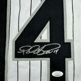 Framed Autographed/Signed Paul Konerko 35x39 Chicago Pinstripe Baseball Jersey JSA COA