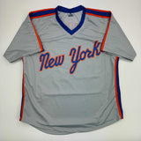 Camiseta de béisbol gris autografiada/firmada de Howard Johnson HOJO Nueva York JSA COA