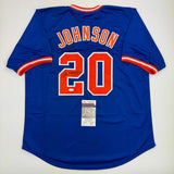 Camiseta de béisbol azul de Nueva York autografiada y firmada por Howard Johnson "HOJO" (JSA COA)