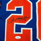 Camiseta de béisbol azul de Nueva York autografiada y firmada por Howard Johnson "HOJO" (JSA COA)