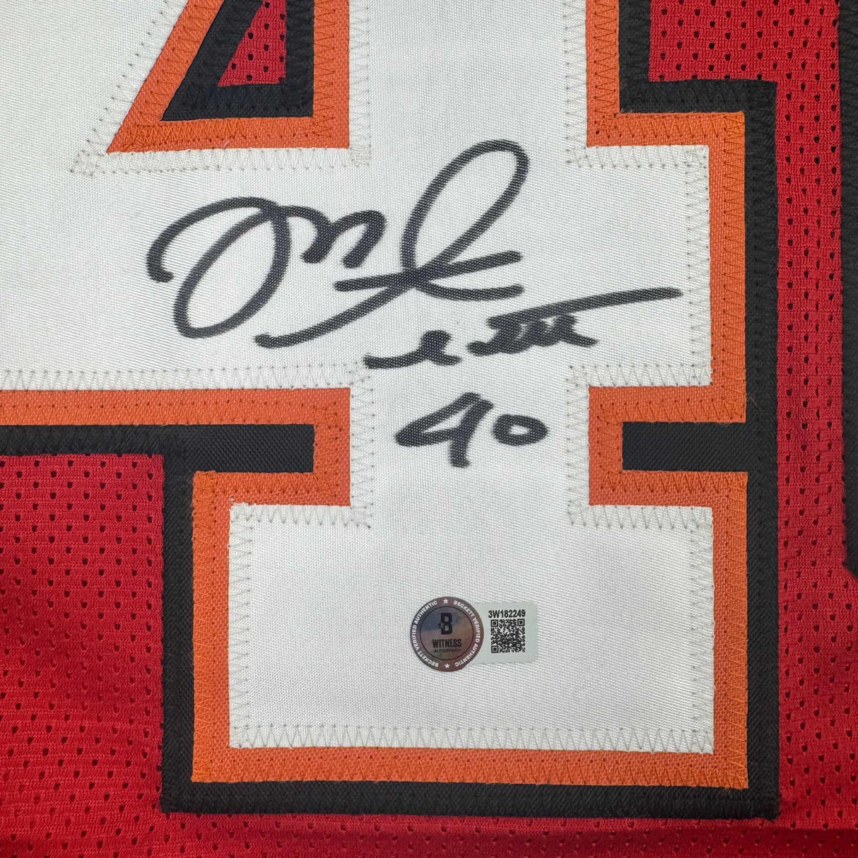 Camiseta de fútbol roja de Tampa Bay autografiada/firmada por Mike Alstott Beckett BAS COA