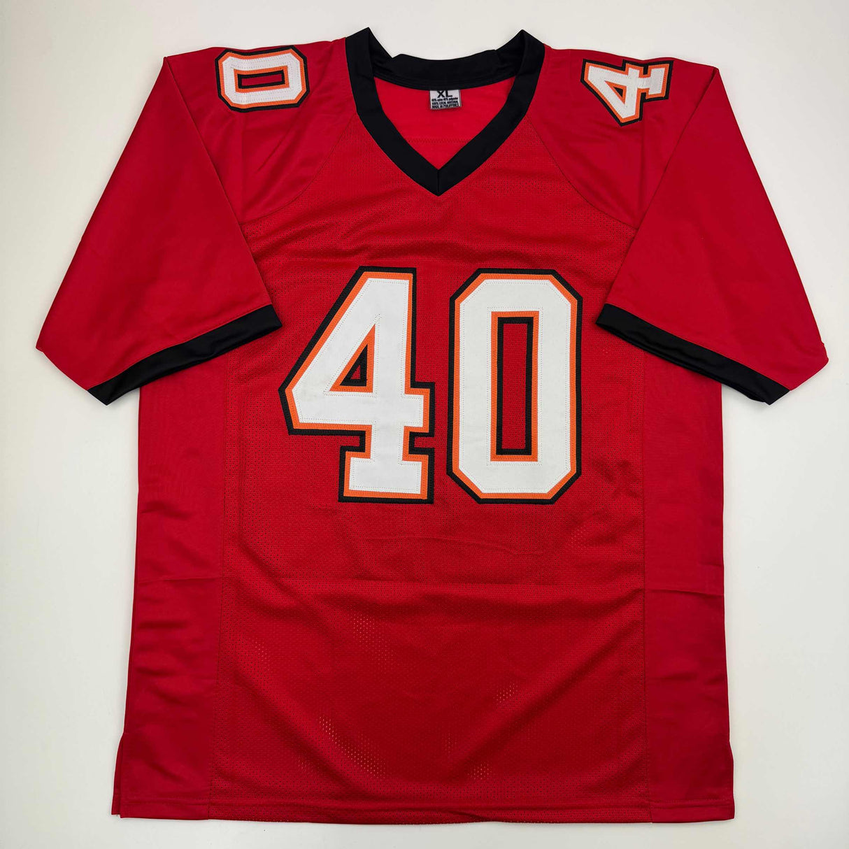 Camiseta de fútbol roja de Tampa Bay autografiada/firmada por Mike Alstott Beckett BAS COA