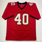 Camiseta de fútbol roja de Tampa Bay autografiada/firmada por Mike Alstott Beckett BAS COA