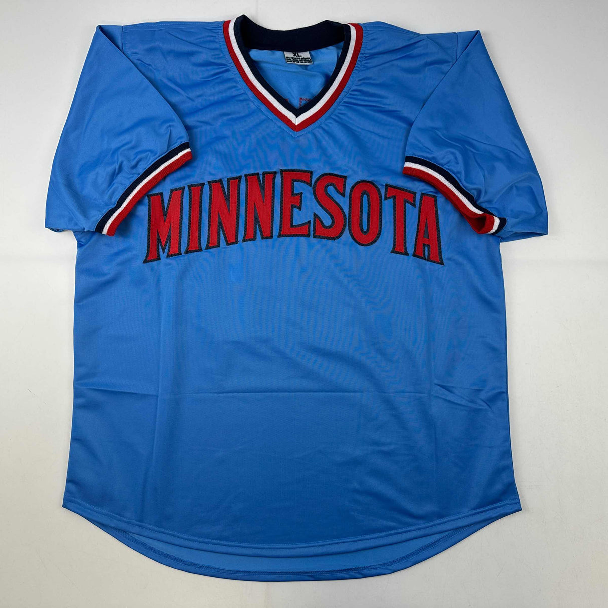 Camiseta de béisbol azul claro de Minnesota de Jim Kaat autografiada/firmada Beckett BAS COA